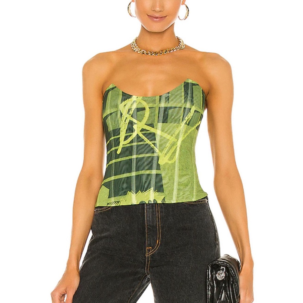 Miaou Leia Corset in Green Stone print - XS